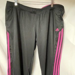 adidas Black Track Pants with Pink Stripes